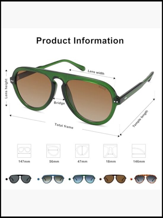 Retro Aviator Sunglasses Plastic Frame UV400 Protection main image 6